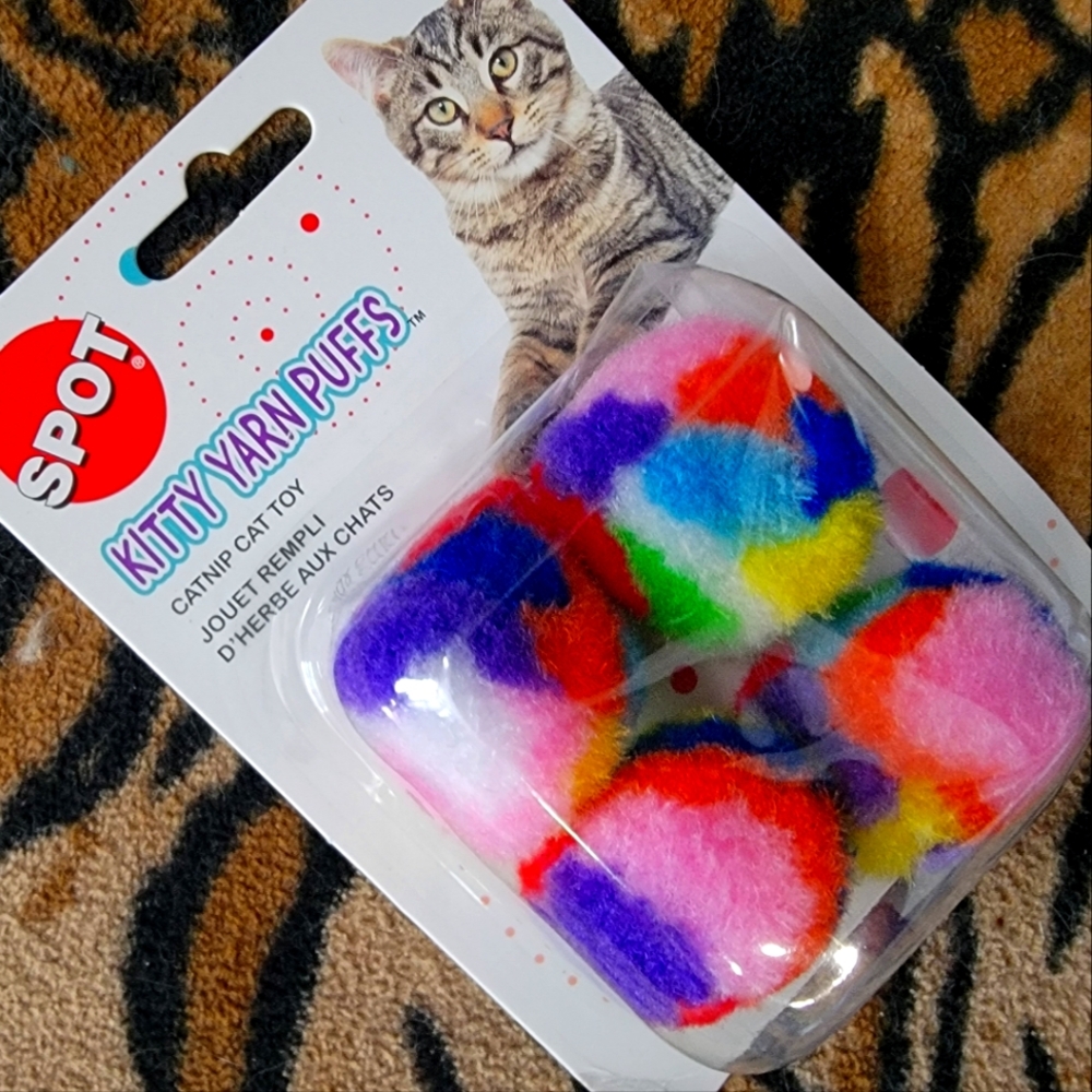 Spot Cat Kitty Yarn Puffs Catnip Toy - Multicolor Each